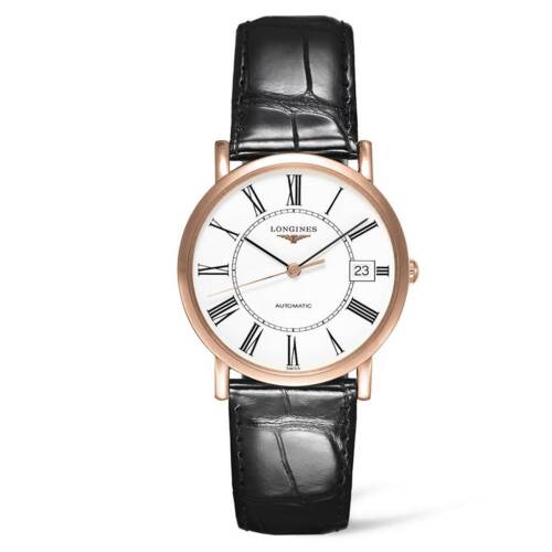 Reloj Longines Elegant Collection en oro rosa y Piel 34