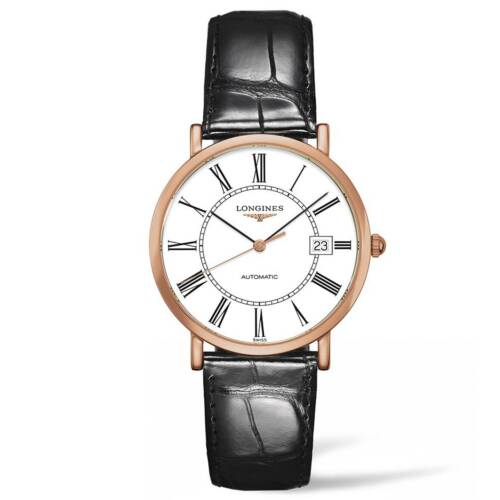 Reloj Longines Elegant Collection en oro rosa y Piel negra 37mm