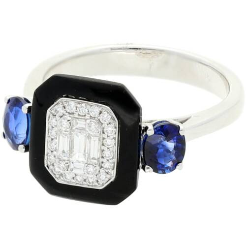 Vintage ring with sapphires in white gold