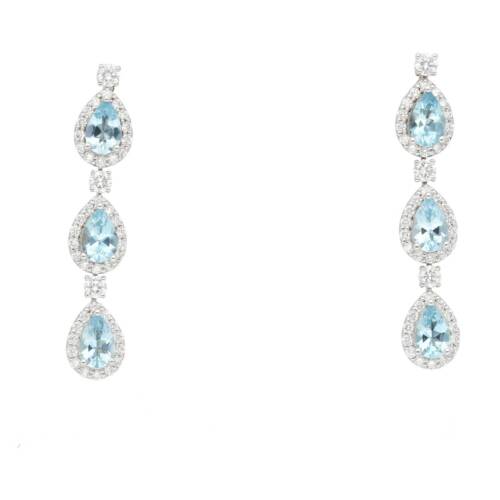 Bridal earrings in white gold with Aquamarines