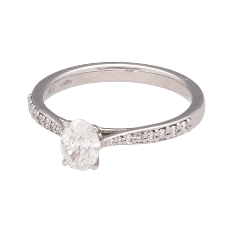 Solitario oro blanco y diamantes