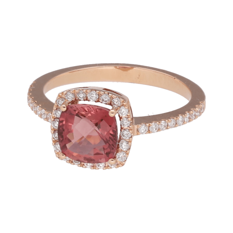 Anillo oro rosa y turmalina