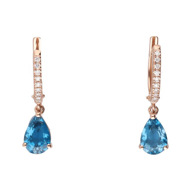 Rose gold and blue topaz earrings