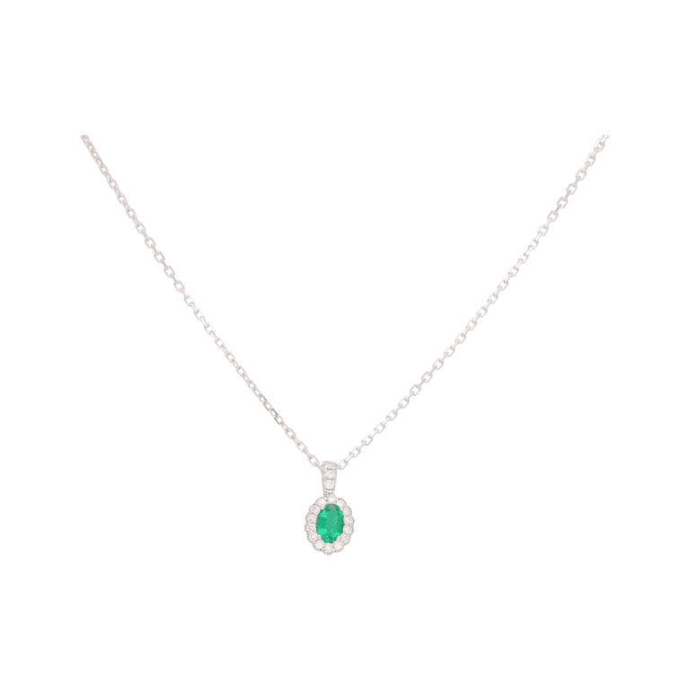 White gold and emerald chain