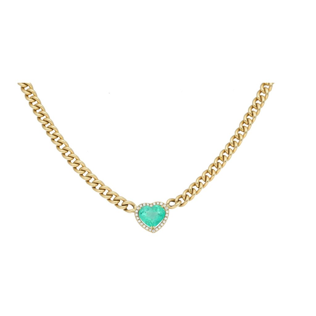 Gargantilla con esmeralda en corazón