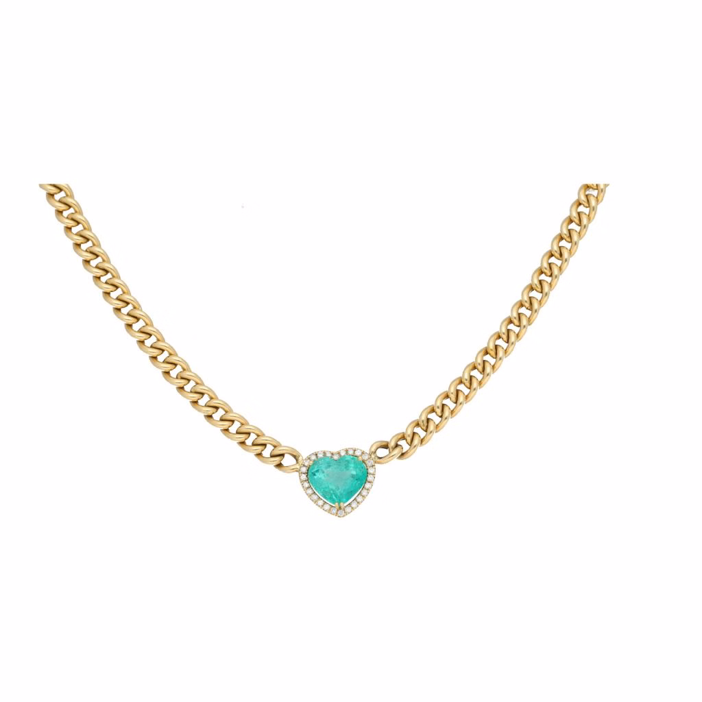 Gargantilla con esmeralda en corazón