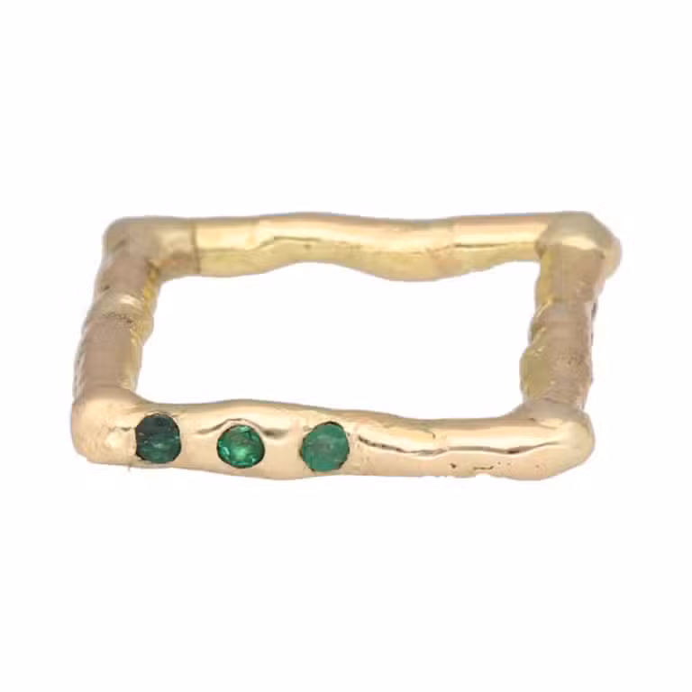 Anillo oro amarillo y esmeraldas