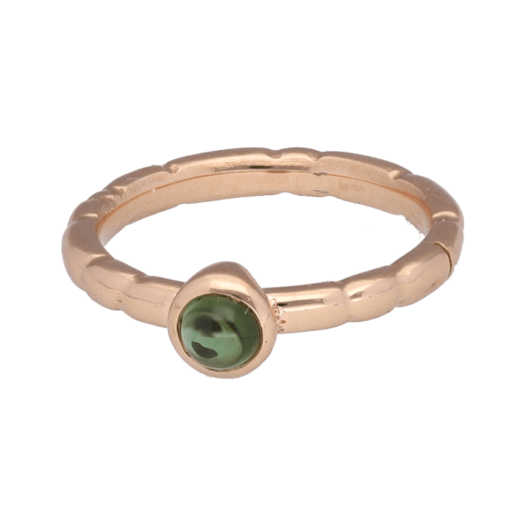 sortija de oro rosa con turmalina verde