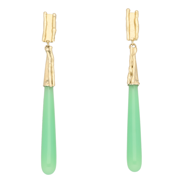 pendientes oro amarillo y ónix verde
