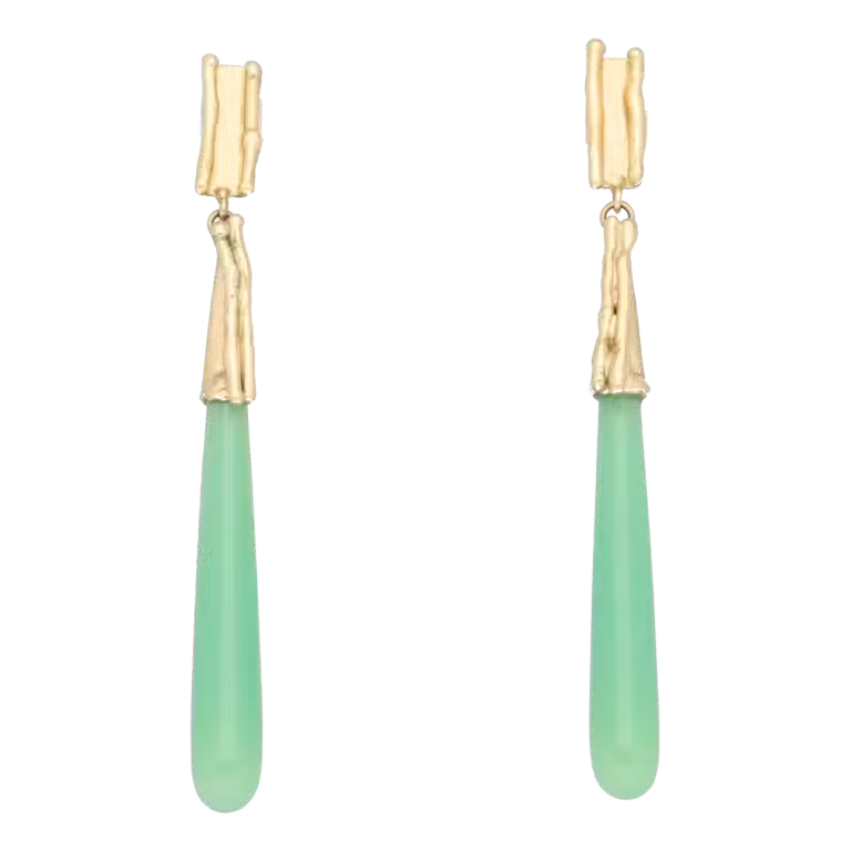 pendientes oro amarillo y ónix verde