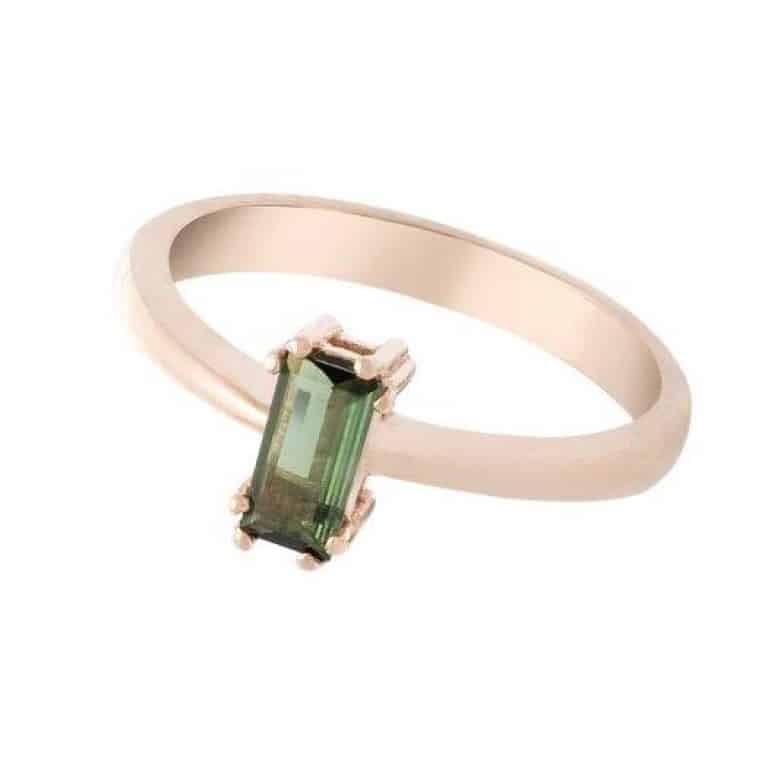 anillo de compromiso oro rosa turmalina