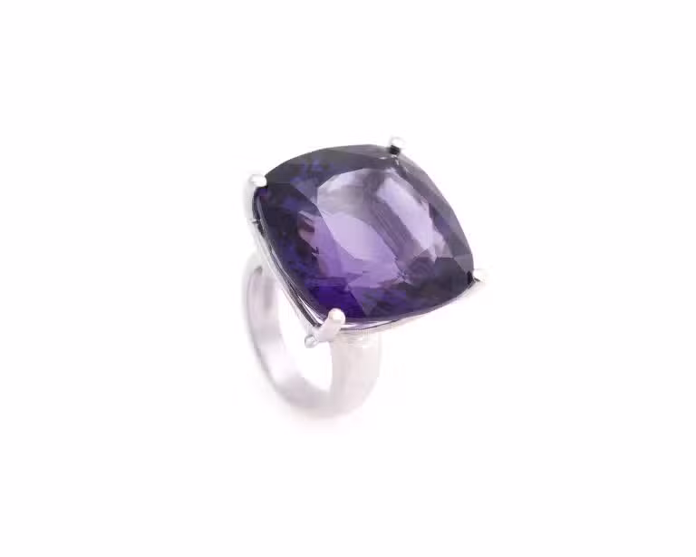 white gold and amethyst ring