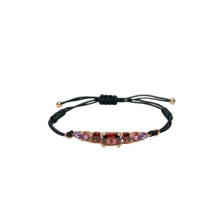 pulsera de oro rosa con granates, amatistas y turmalinas