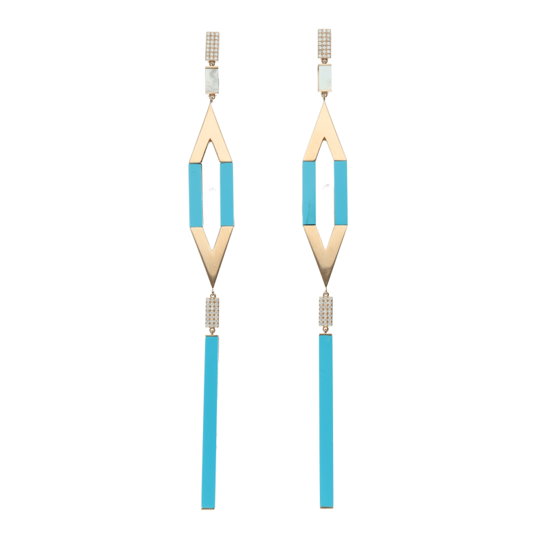 Pendientes largos con turquesina