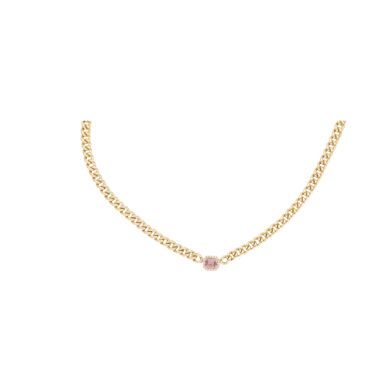 Gargantilla oro amarillo con zafiro rosa