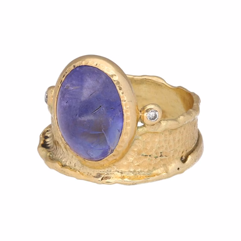 Anillo oro y tanzanita