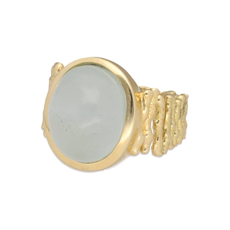 Anillo Baldo de oro amarillo y aguamarina