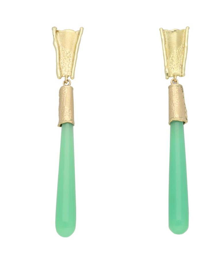 pendientes Cabiria de oro amarillo y onix verde