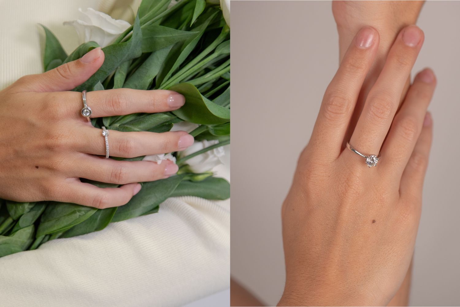 manos con anillos de compromiso