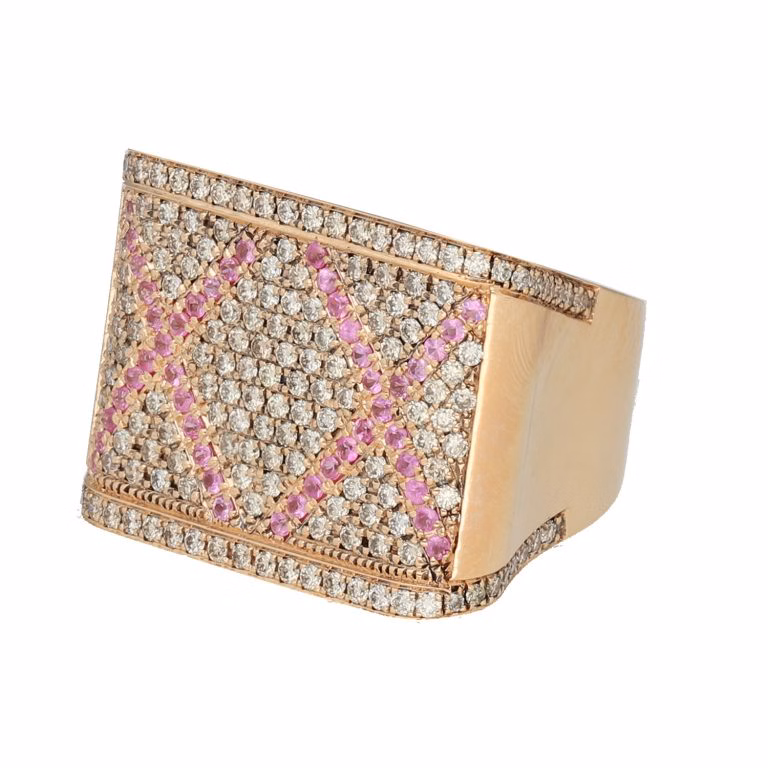Anillo oro rosa con zafiros rosas