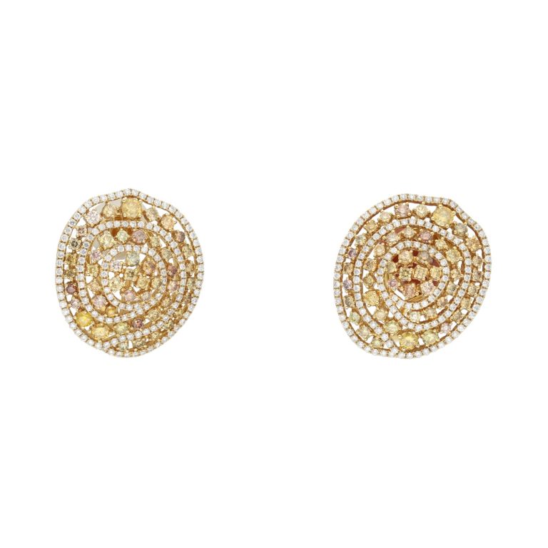 Pendientes oro rosa y diamantes fancy