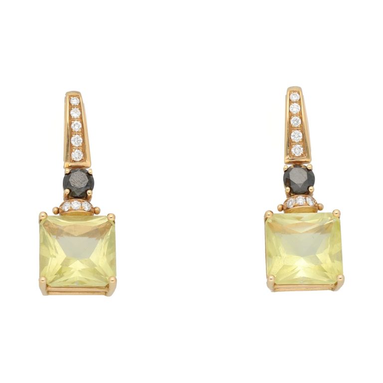 Pendientes con diamantes y citrino