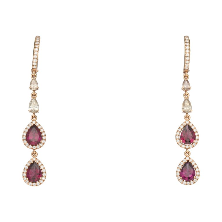 Pendientes con diamantes y granate