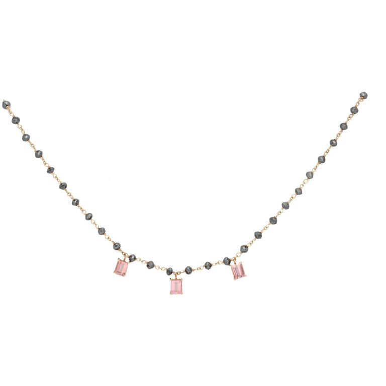 Gargantilla de diamantes y turmalinas rosas
