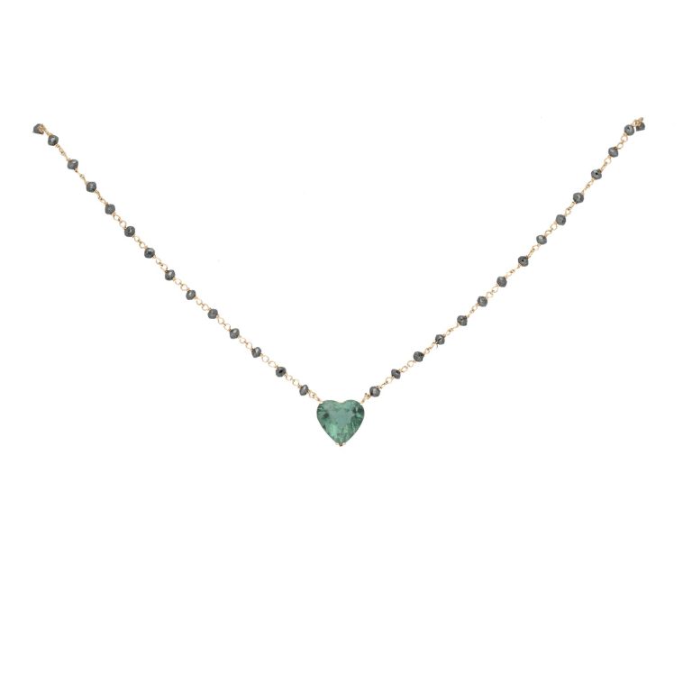 Gargantilla de diamantes y Turmalina verde