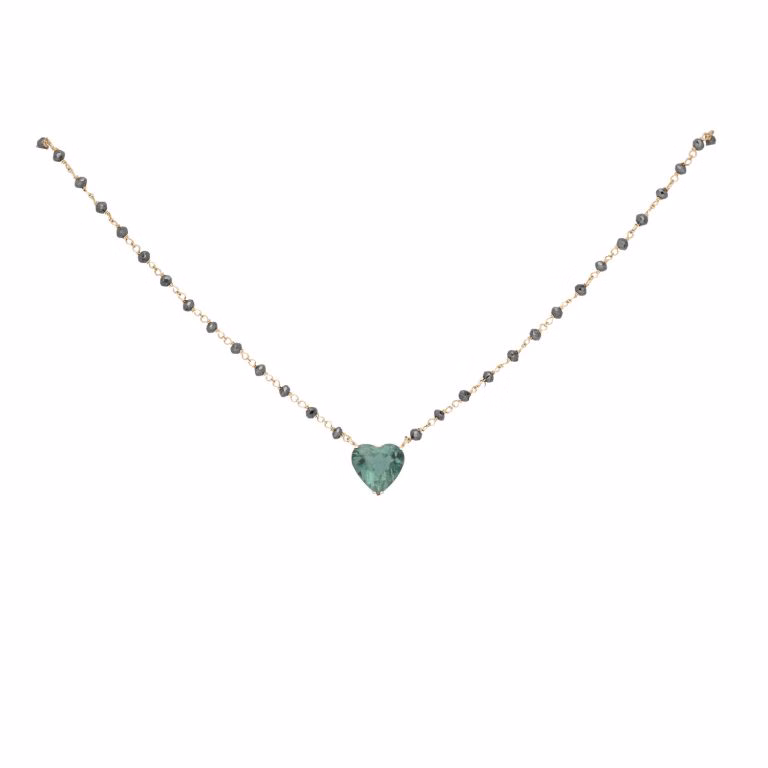 Gargantilla de diamantes y Turmalina verde