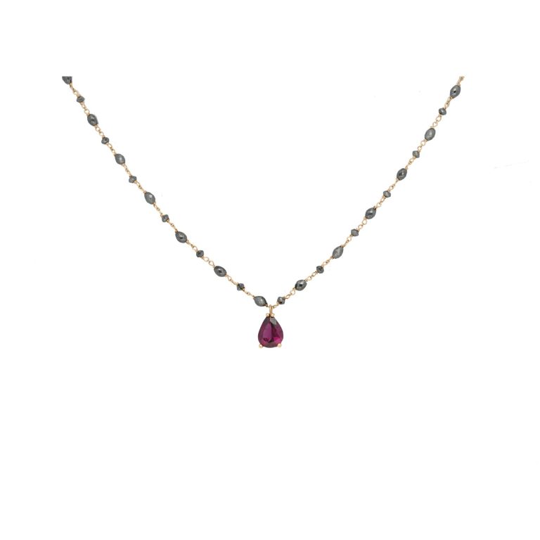 Gargantilla de diamantes con granate