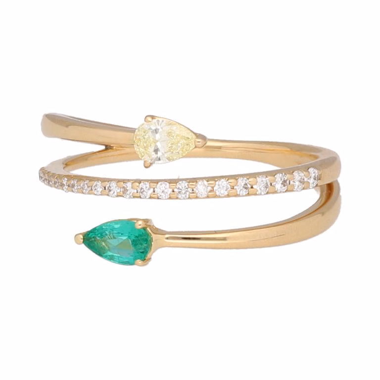 Sortija diamantes y esmeralda