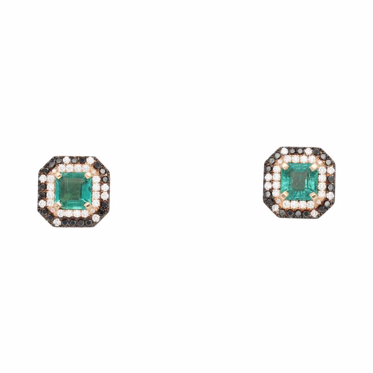 Pendientes con diamantes y esmeralda
