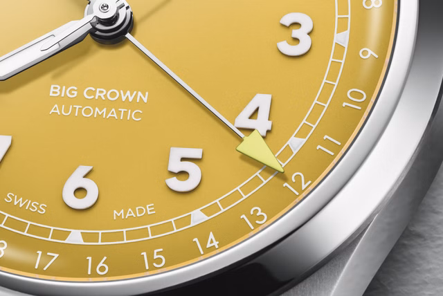 oris big crown yellow watch