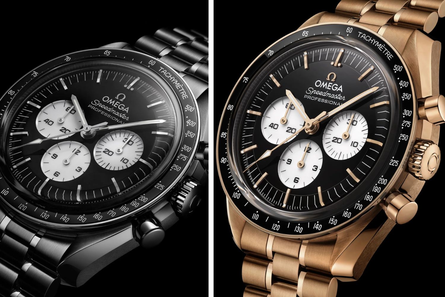 omega monwatch panda acero y oro