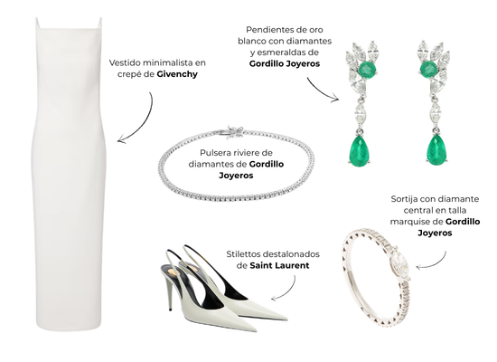 segundo vestido de novia minimalista con joyas