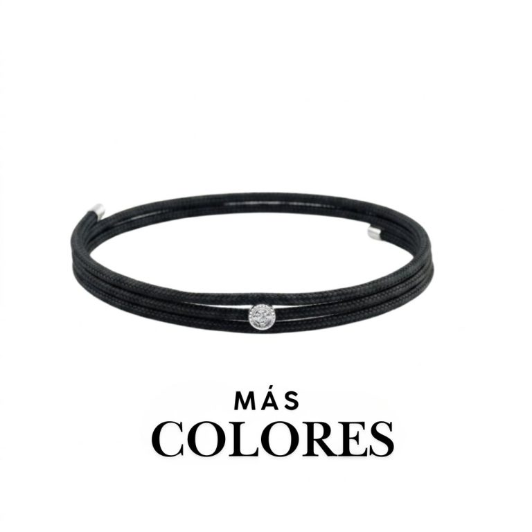 Pulsera diamante baño oro blanco magnetica círculo