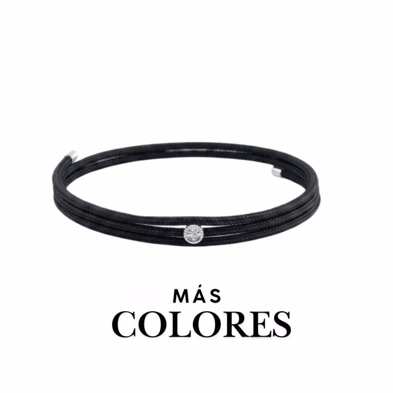 Pulsera diamante baño oro blanco magnetica círculo