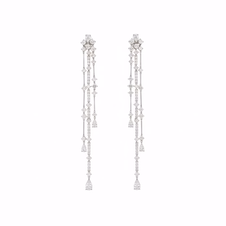 Pendientes novia largos en oro blanco