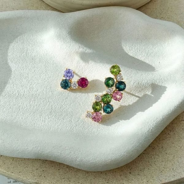 Pendientes asimetrico con turmalinas