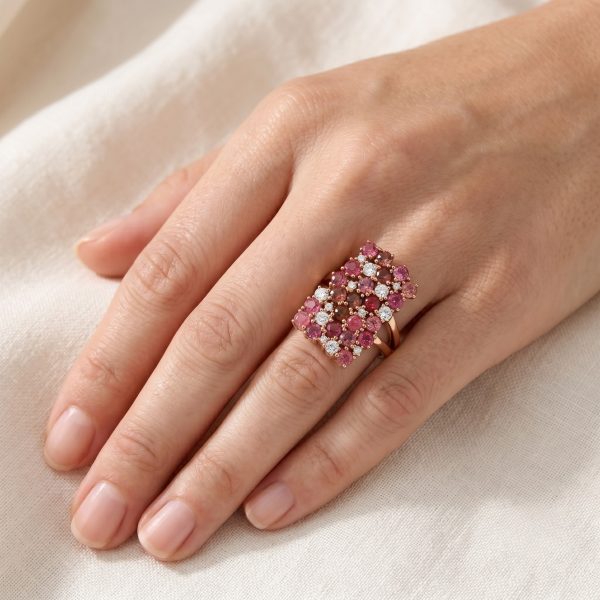 Sortija oro rosa con turmalinas rosas