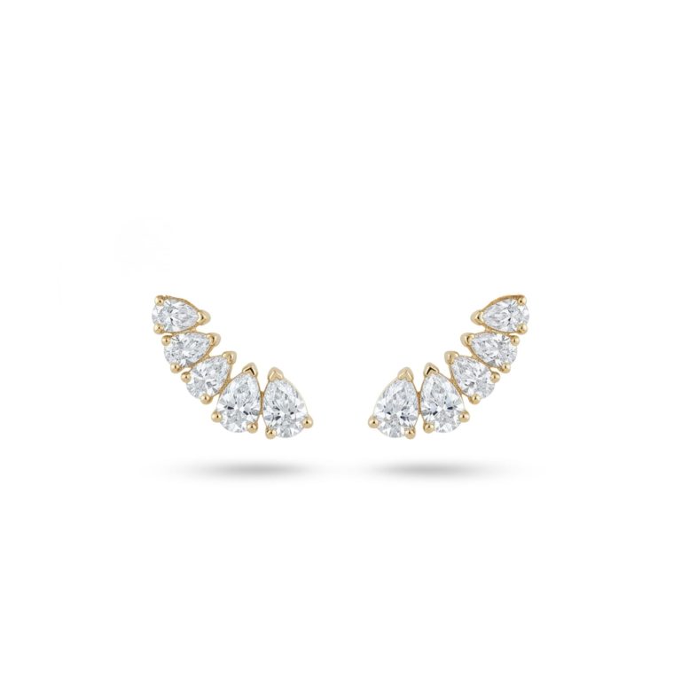 Pendientes trepador con diamantes pera