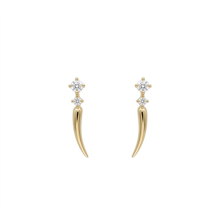 Pendientes cortos oro amarillo con diamantes