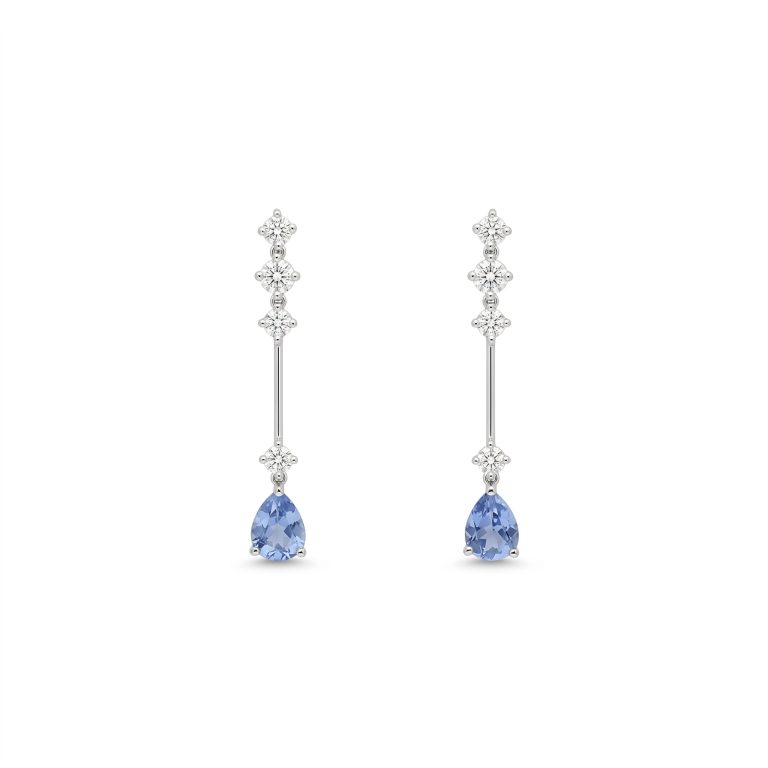 Pendientes de oro blanco con zafiros