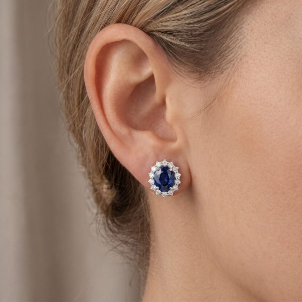 Pendientes rosetas con zafiro