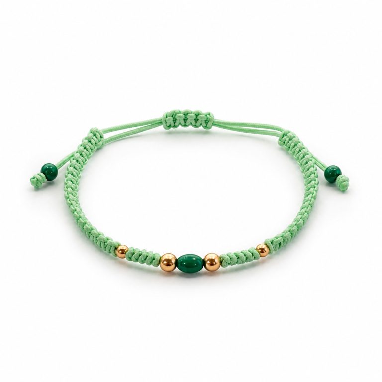 Pulsera macramé Verde Malaquita