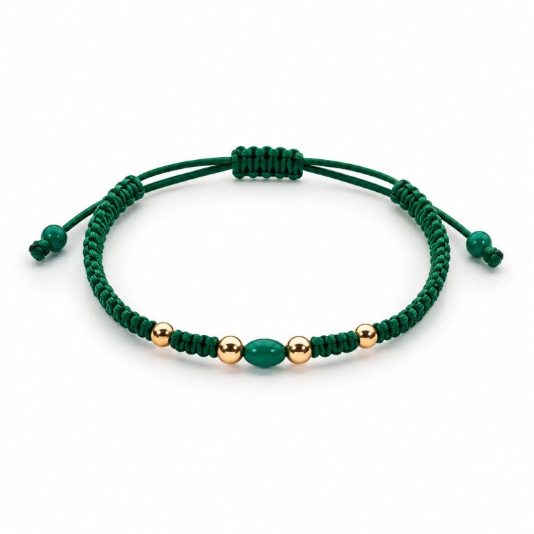 Pulsera macramé Verde oscuro Malaquita
