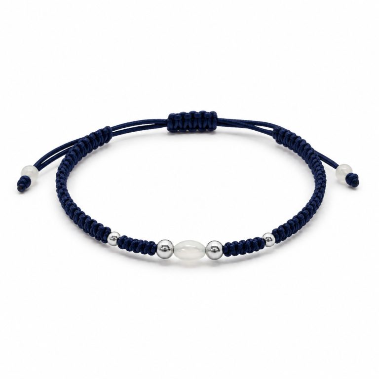 Pulsera macramé Azul Madreperla