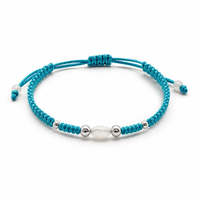 Pulsera macramé Turquesa Madreperla