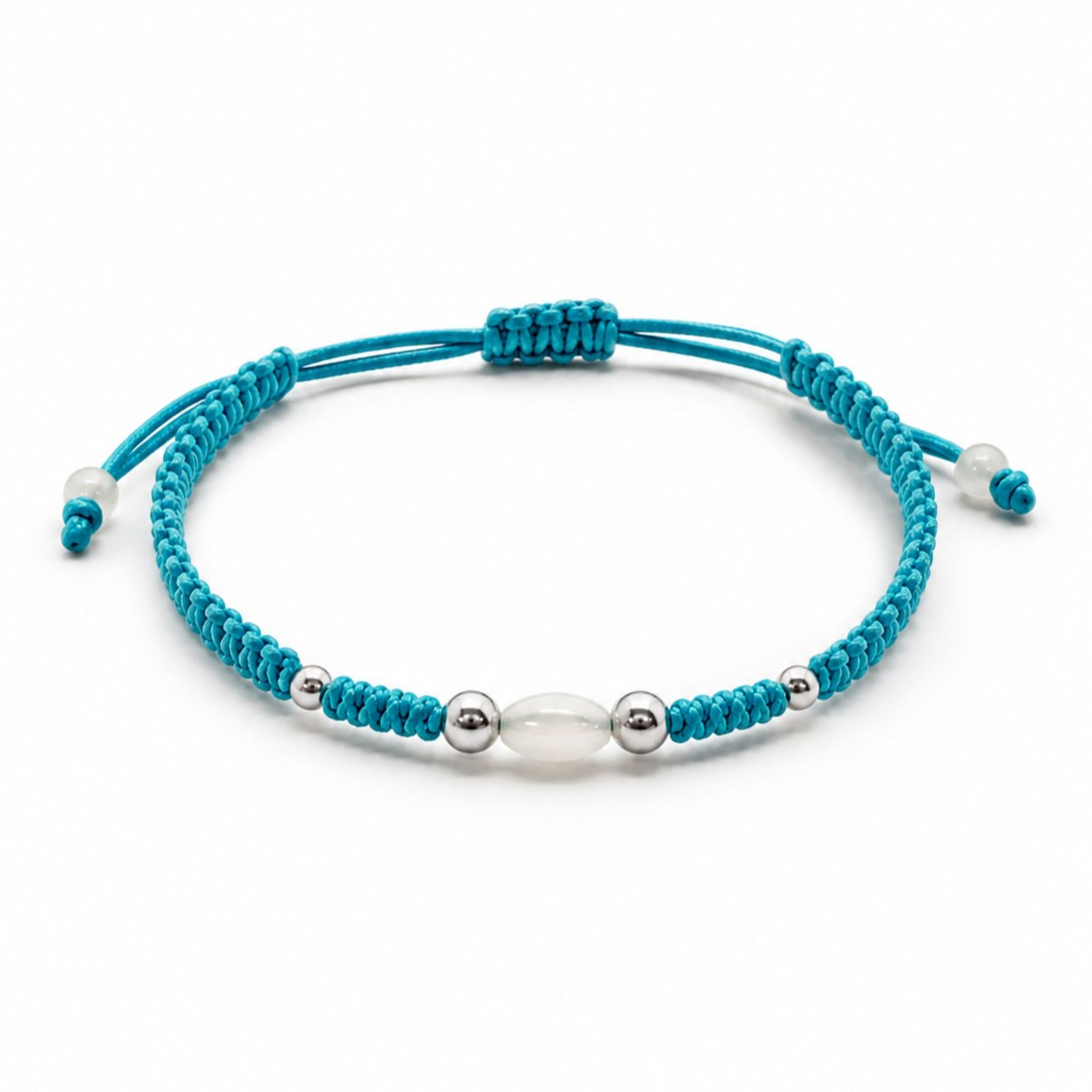 Pulsera macramé Turquesa Madreperla